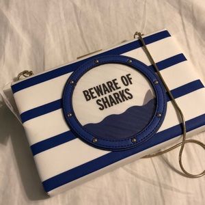 Kate Spade Make A Splash Beware of Sharks Clutch